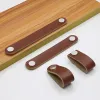 Leather Furniture Handles Single Hole 96mm 128mm for Cabinet Wardrobe Drawer Pulls Cross Brown Luggage Bag Handle