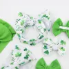 2Pcs/Lot Green Headbands for St Patrick's Day Clover Bow Headwraps Baby Girls Bullet Fabric Hairbands Kids Hair Accessories