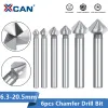 XCAN ROUND SHANK 6PCS 3 플루트 90도 HSS 모따기 촬영 커터 엔드 밀 도구 카운터 싱크 드릴 비트 세트 6.3-20.5mm