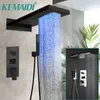 Kemaidi Black Salle de bain Fauce de douche Précipitant la tête de douche 2 3 fonctions Affichage numérique Mixer Tap Waterfall Shower Systerm