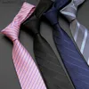Neckband slipsar mens koreanska formella företag 8cm bröllop brudgum professionell skjorta intervju svart blå stripeq