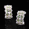 Stud Earrings Foydjew Italian Vintage Jewelry Emerald Green Zircon Hollow For Women Elegant Banquet Party Accessories