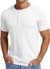 Henley T-shirts Designer à manches courtes à manches courtes Classic Slim Fit Stretch Casual Shirt with Front Plackeet T-Shirt Mens Shirt Coton Polo Polo plus taille