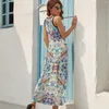 Casual Dresses Hawaiian Dress Vintage Maxi Streetwear Bohemia Long High midje grafisk överdimensionera kläder