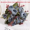 Fleurs décoratives maison Red Peony Bouquet Silk Fake Green Plant Shopping Mall Decoration Artificial Flower Pink Peonies Simulation Floral