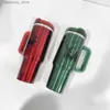 Canecas H2.0 Capacidade de 40oz de LARE Aço inoxidável Adorável estilo de natal vermelho e reen sublimação com perda de perda metálica visual personalizada viagens ao ar livre Mus Tumbler L49