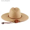 Cappelli larghi cappelli a secchio cappelli da uomo paglia da uomo paglia grosso cappello di paglia estivo per la protezione solare cappello da sole per cappello di paglia di paglia da sole per donne y240409