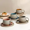 Mugs Coffee Cup Set keramische retro ruw aardewerk Japanse stijl mug bord combinatie groothandel Noordse afternoon tea ontbijtbekers