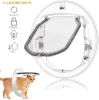 Porte de chien Porte 4 façons autour de la porte de chat domestique transparente Sécurité verrouillable Entrée de la fenêtre de vitre de vitrine Puppy Trou Porte pour chat chien