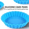 Baking Moulds JFBL 8 Pcs Silicone Cake Pans Non-Stick Round Pie Fluted Flan Molds For Muffin Quiche (4 Inches)