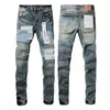 Lila Marke Jeans American High Street Jeans Loch Lila Ruin Robin Religion Hosen malen höhere Devise 32
