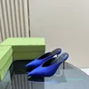 15A Designer Femmes Sandales Metal Heel Points pantoufles Luxury Righestone Slim High Heels Fashionable Sexy Dress Shoes Taille 35-39