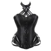 Taille plus taille corset top halter bustiers zipper vintage jacquard steampunk femmes victorien gothique costume renissance rouge noir