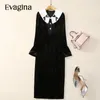 Повседневные платья Evagina Fashion Hunway Designer Женская кукольная воротника лук