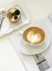 Koppar tefat matt keramisk kaffesats mjölk vit/svart dekoration kopp 150 ml dricksredskap specialformad munplatta