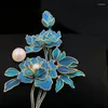 Broches 1878 Estilo nacional clássico Blue fosco Broche de flores Broche mulheres chinesas Cheongsam Corso vintage Terno de esmalte jóias de pinos