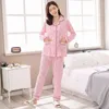 Roupas em casa 2024 Conjuntos de pijama de algodão de inverno de outono para mulheres de manga longa meninas garotas de desenho animado fofinho de lounge interior de roupas domésticas