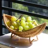 Tabliczki Rattan Fruit Bowl Warzywna przekąska Wypróbuj plastikowe splecione koszyki Chleb Vintage Coffee Making Tach