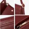 Bag Crocodile Pattern Ladies Shoulder Classic Wine Red Messenger for Women Brand Retro Design 2024