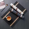 Tafelmatten 2/4pcs/Set PVC waterdichte placemat voor dineren Niet-slip linnen Plaats Mat Accessoires Cup Wijn Decoratief