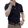 Sommer Neue Männer High-End-leichte Luxus kurzärmeliges Hemd, geschäftsgeschäftsgeschäftsschleiche, vielseitige Farbpatchwerk Halbärmel T-Shirt