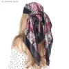 Scarves Silk Scarf Woman Headband Birthday Party Headscarf Foulard Femme Luxe Marque Bandana Hair Band Accessories 90*90cm Hoofddoek240409