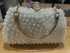 Luxur Crystal Evening Clutch Bag Lady Elegant Wedding Purse Women Plast Pearl Handväskor Fest Middag Bling Axelväskor 240329