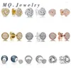 Stud Earrings 925 Sterling Silver Jewelry Rose Dazzling Droplets Shine Sparkling Love Luminous Knots For Women