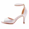 Dress Shoes Crystal Queen White Silk Women 7CM High Heels Banquet Wedding Sweet Wild Single Sandals Ladies Bride Party Dance Pumps H240409