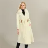 Luxyonuo laine longue trench coat Femmes automne et hiver retiminant collier double face cachemire manche en laine ceinture