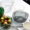 Bol en verre iceberg de style japonais avec jante Glod Salade transparente Souppe des fruits de fruits de snjure mélange du bol lavage