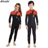 Frauen Badebekleidung Kinder Teenager 2,5 mm Neopren ein Stück vorderem Reißverschluss für Boy Girl Winter Schwimmanzug warm warm.