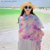 Szaliki luksusowa marka kobiet szalik plażowa bohemia kwiat letnie szale hidżabowe i owijają kobietę faulard echarpe projektant Pashmina bandana240409