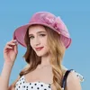 Cappelli da sole organza per donne berretti per matrimoni estivi eleganti floreali di protezione UV Church Fashion Vacano Beach Hat240409