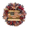 Flores decorativas Bandeira americana Artificial Wreathing Independence Day Garland Patritic Door