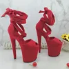 Dance Shoes 20cm/8inch Suede Uppre Color Women's High Heel Sandals Sexy Model Show And Pole Dancing 032