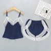 Roupas em casa Senhoras sexy seda cetim sono conjunto