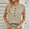 Kvinnors blusar o-hals kort ärm t-shirt stilig sommar knäppt i lös passform stämpel för streetwear för streetwear