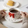 Muggar Bow Knot Ceramic Cup and Plate Set Girls Coffee Mug Home Breakfast Cups Office Afternoon Tea Water Milk Juice eftermiddag