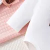의류 세트 유아 아기 소녀 가을 서양 옷 긴 소매 편지 인쇄 로맨이 소 가축 패턴 바지와 모자 3pcs 의상