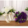 Dekorative Blumen Braut Brautjungfer Hochzeit Bouquet Weiße Seidenrosen Künstliche Braut Boutonniere Stifte Mariage Accessoires