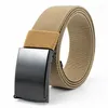 Belts Men's Women's Unisex Cotton Canvas Fabric Webbing Black Buckle Strap