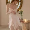 여자 섹시 스커트 섹시한 아이스 실크 잠옷 새로운 고급 프랑스 스타일 가슴 패드 순수 욕망 파자마 드레스 여성을위한