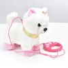 Robot Dog Sound Control Interaktive Hundelektronikspielzeug Plüschpelz Pet Walk Rinde Leine Teddy Spielzeug für Kinder Geburtstagsgeschenke LJ23223418