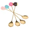 Spoons 4Pcs Long Handle Ice Cream Spoon Stainless Steel Stirring Mixing For Pudding