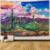 Mountain Tapestry Desert Cactus Tapestry Sunset Clouds Tapestry Psychedelic Tropical Plants Wall Hanging Nature Scenery Tapestry