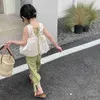 Одежда наборы детские наборы рубашки брюки без рукавов длинный мягкий тонкий летний корейский стиль милый для детей, мальчики и девочки повседневная мода