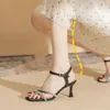 Hot Summer Sandal Heels Womens Slim Versatile Sandles Water Diamonds With Open Toe Slippers Women Stiletto Sandals Shoes Flip Flop Fenty Slides 240228