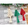 Tapisseries Ensemble de 3 macrame à feuilles persistantes Garland Christmas Nordic Decor Handmade Vismas Holiday Murd Gifting