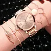 Zegarek luksusowe kobiety różowe złoto zegarek mody kwarcowy kwarcowy zegarek elegancka kobieca bransoletka zegarków specjalnych zestawów 6pcs
